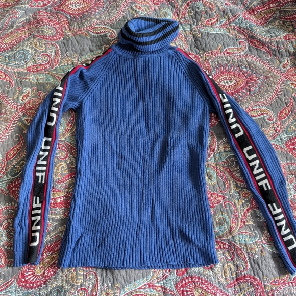 UNIF Bad sport turtleneck sweater in BLUE size M - Picture 2 of 6